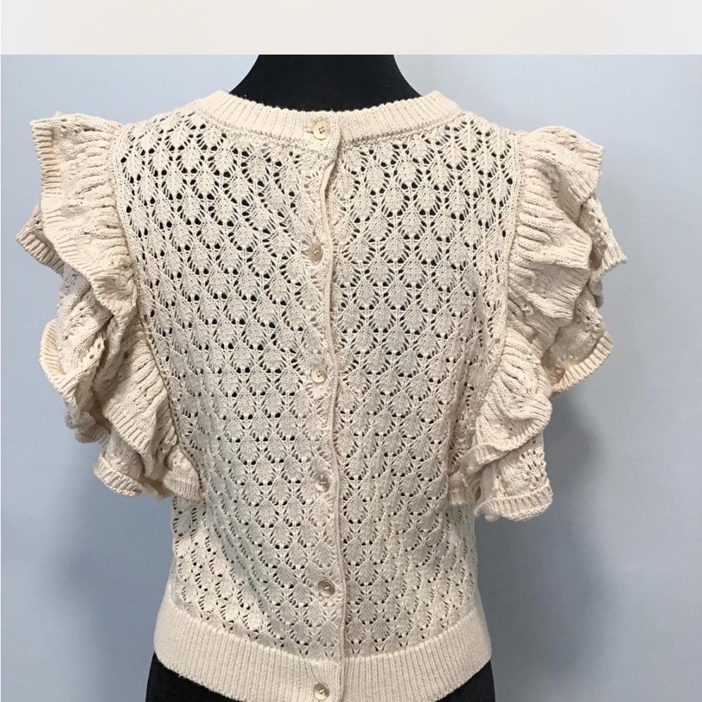 LFD Ruffled Cream Knit Top small - Picture 4 of 9
